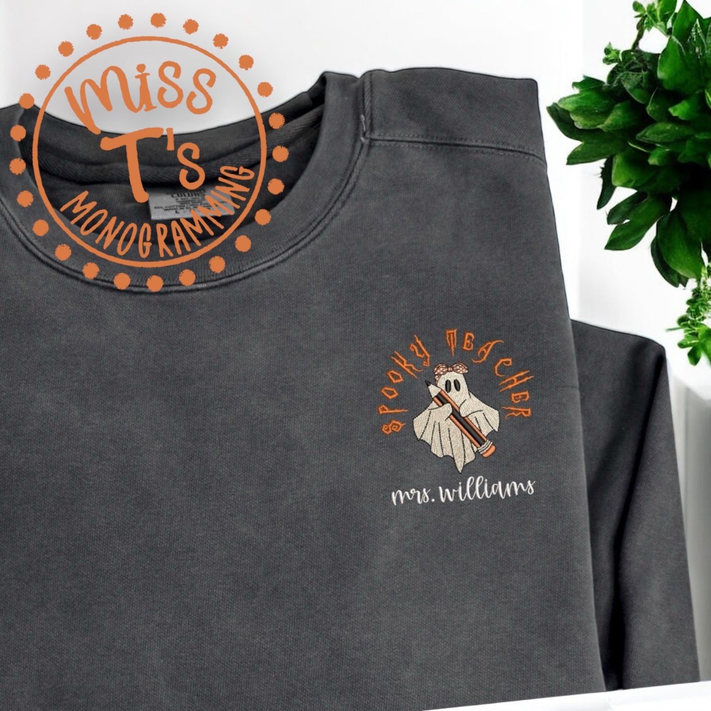 SPOOKY TEACHER HALLOWEEN EMBROIDERED SWEATSHIRT