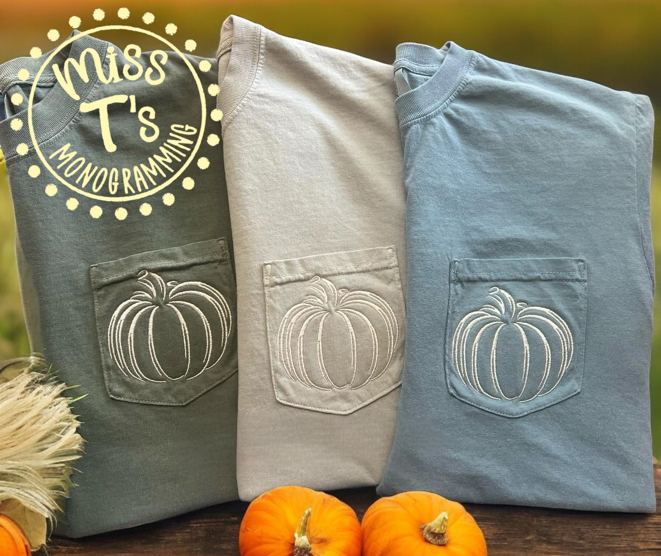 CLASSIC PUMPKIN EMBROIDERED ON POCKET TEE