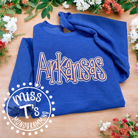 ARKANSAS PUFF DESIGN EMBROIDERED SWEATSHIRT