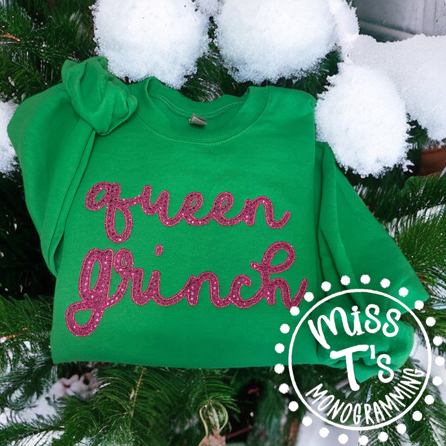 QUEEN GRINCH HOT PINK APPLIQUE SWEATSHIRT