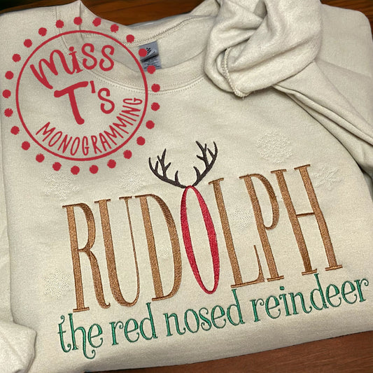 RUDOLPH THE RED NOSED REINDEER FULLY EMBROIDERED SWEATSHIRT