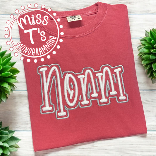 PUFF EMBROIDERED CUSTOM NAME TSHIRT