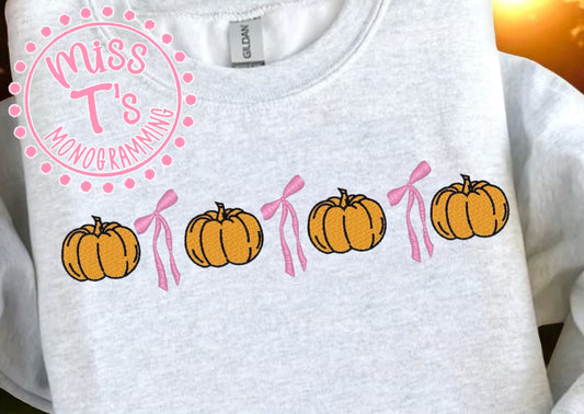 PUMPKINS & BOWS EMBROIDERED SWEATSHIRT