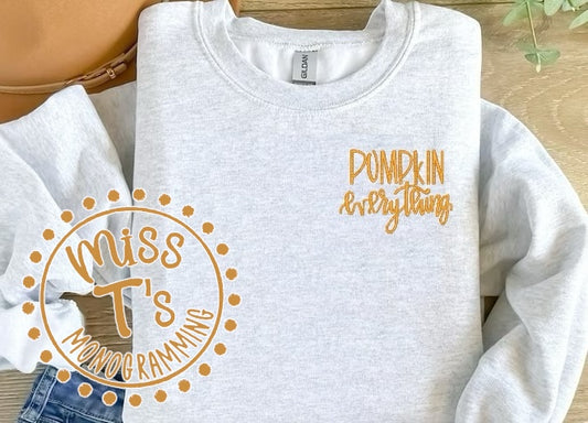 PUMPKIN EVERYTHING EMBROIDERED SWEATSHIRT