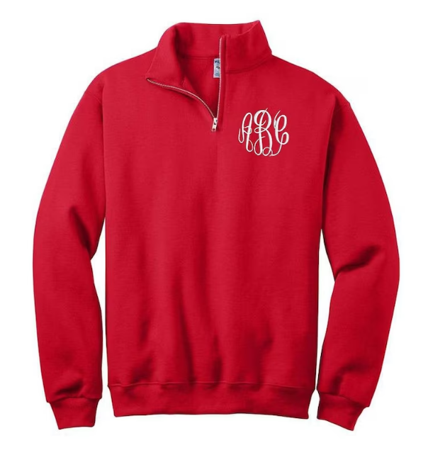 QUARTER ZIP MONOGRAMMED SWEATSHIRT