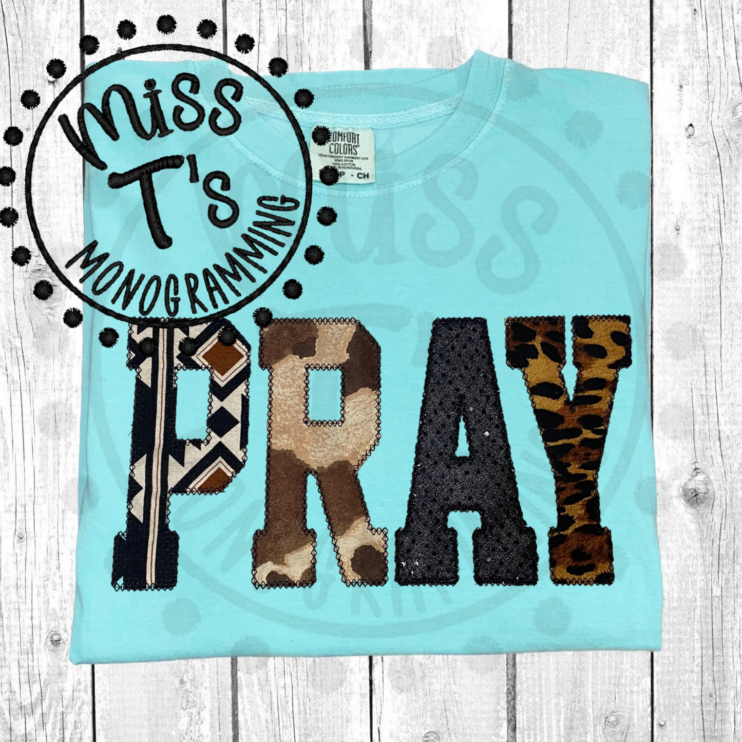 PRAY MULTI FABRIC APPLIQUE TEE