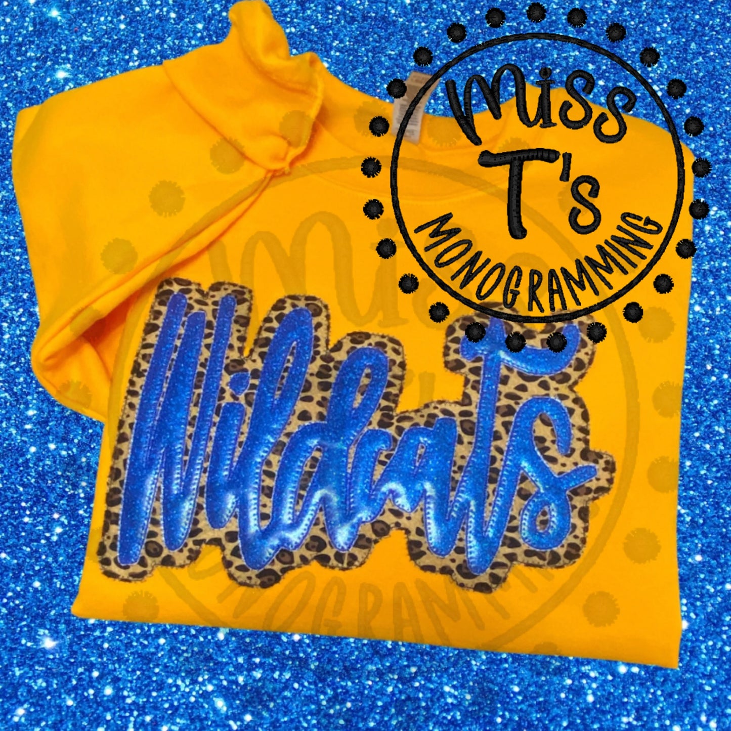 WILDCATS TEAM SPIRIT HAND LETTERED DOUBLE APPLIQUE SWEATSHIRTS