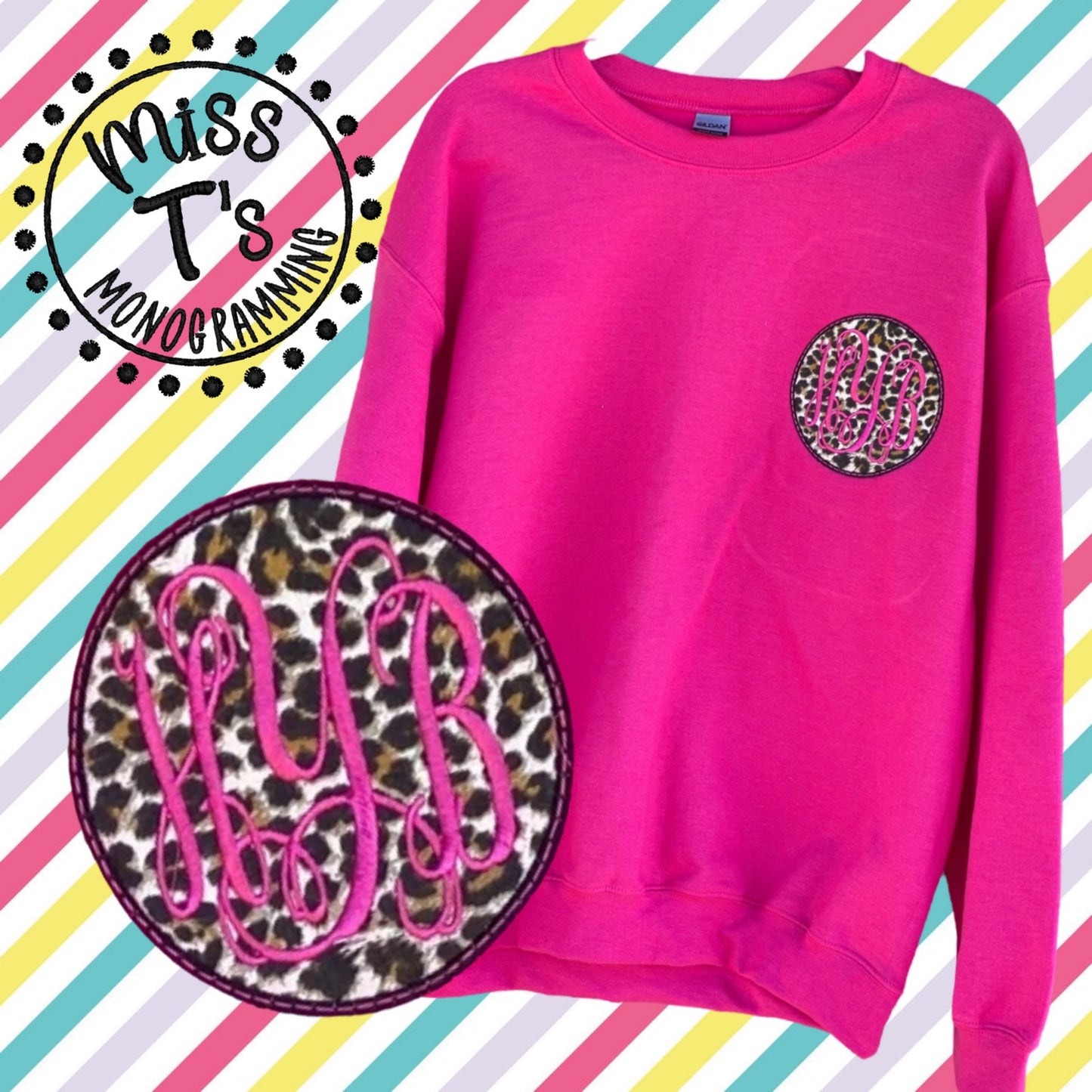 LEOPARD PATCH CUSTOM MONOGRAM SWEATSHIRT