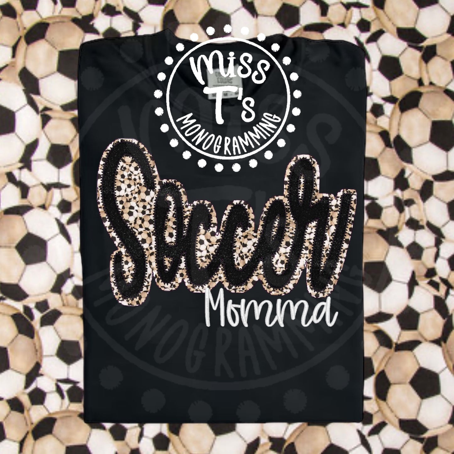 CUSTOM NAME SOCCER DOUBLE APPLIQUE TSHIRT