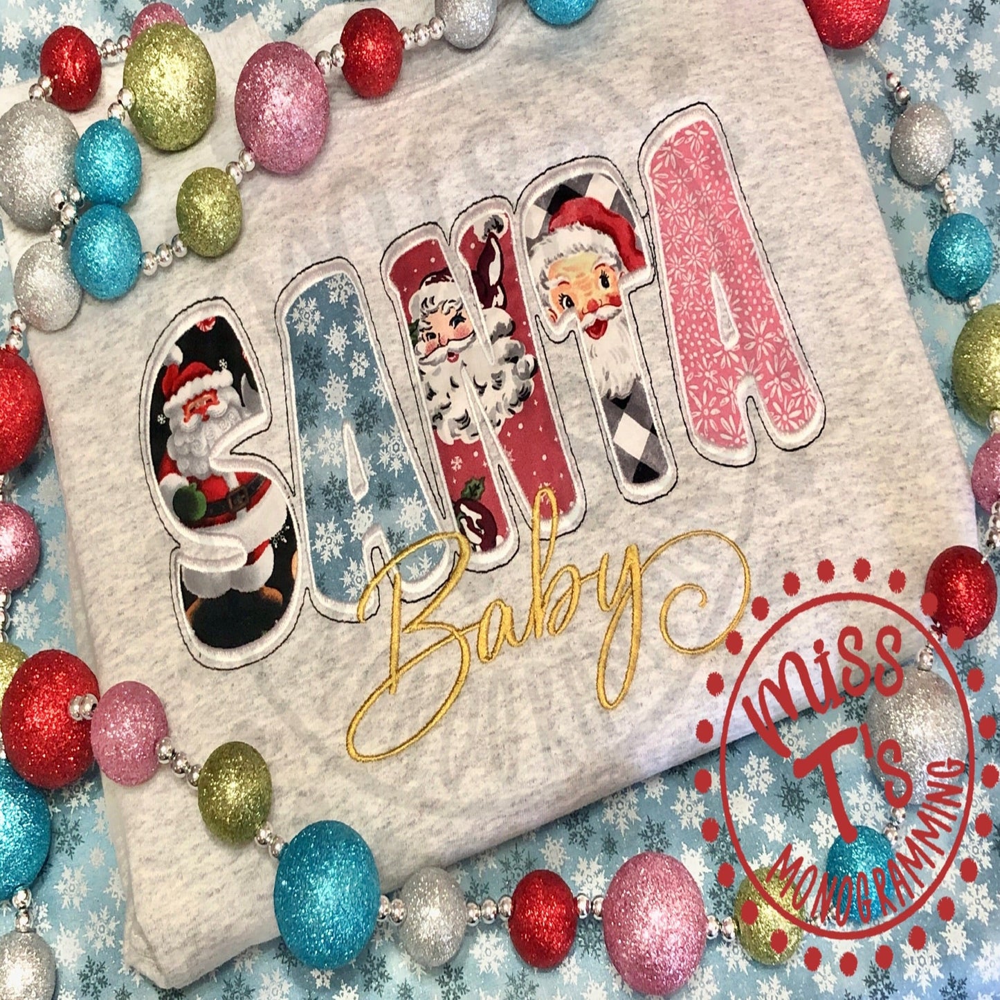 SANTA BABY APPLIQUE COZY SWEATSHIRT