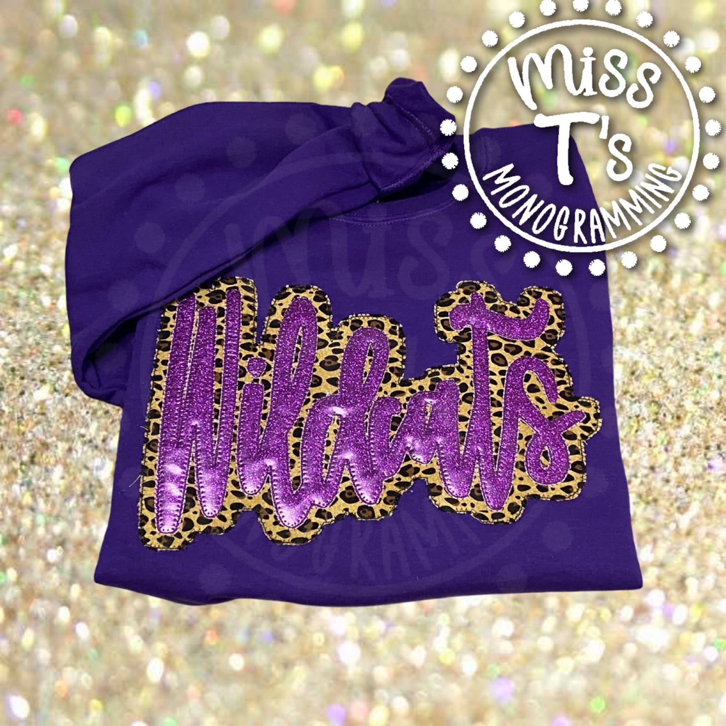 WILDCATS TEAM SPIRIT HAND LETTERED DOUBLE APPLIQUE SWEATSHIRTS