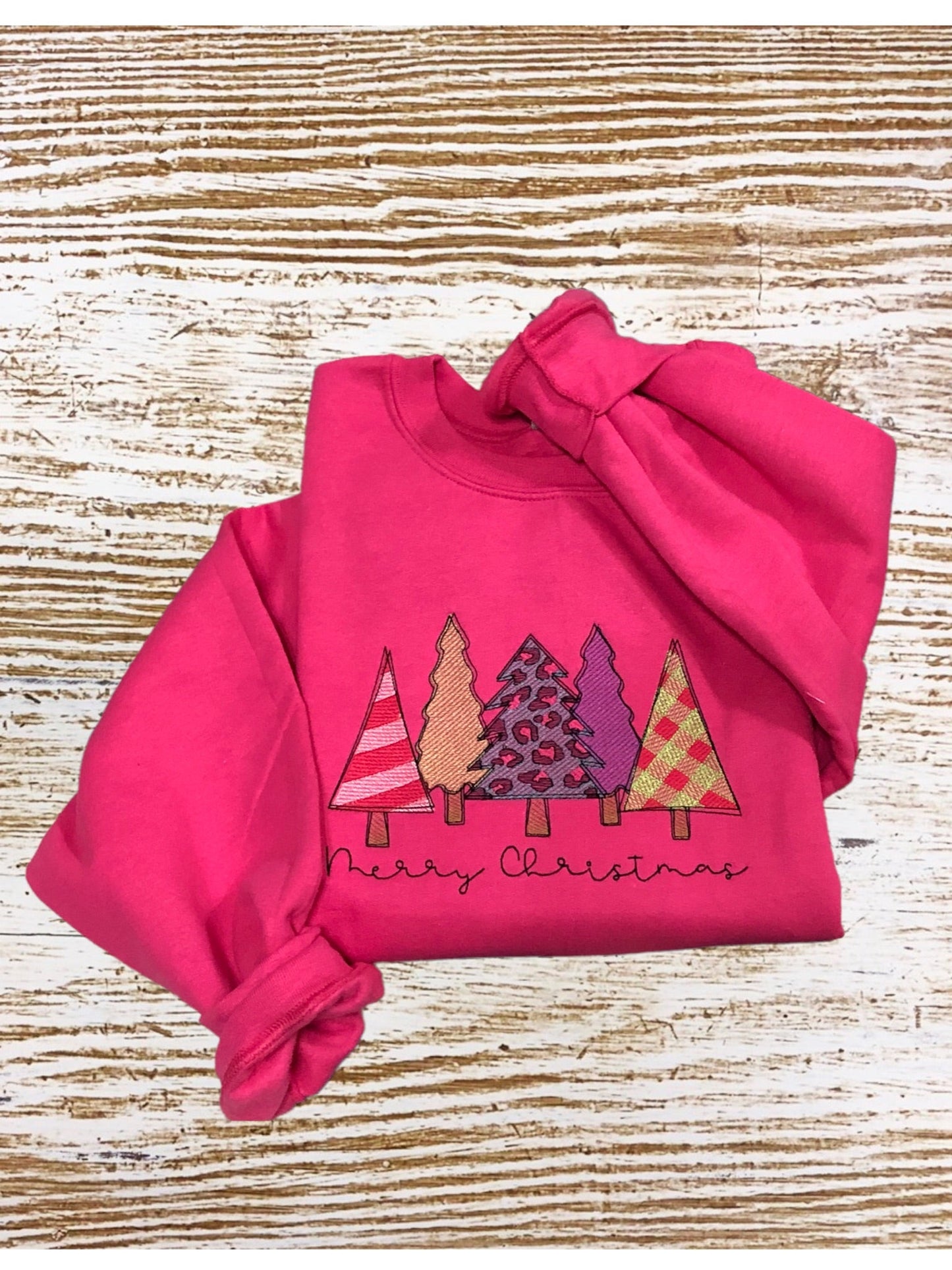 CHRISTMAS TREE SKETCH EMBROIDERED SWEATSHIRT