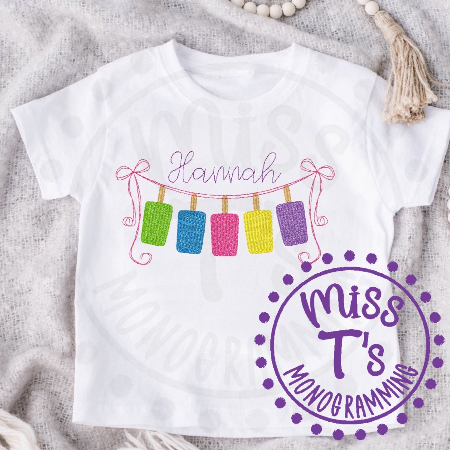 POPSICLE LINE WITH NAILS OR BOWS TSHIRT --TODDLER & YOUTH