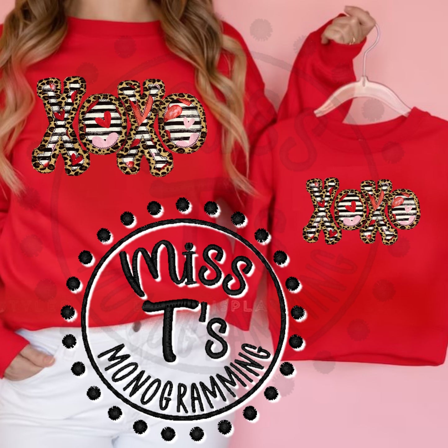 XOXO MOMMY & ME VALENTINE DOUBLE APPLIQUE SWEATSHIRTS