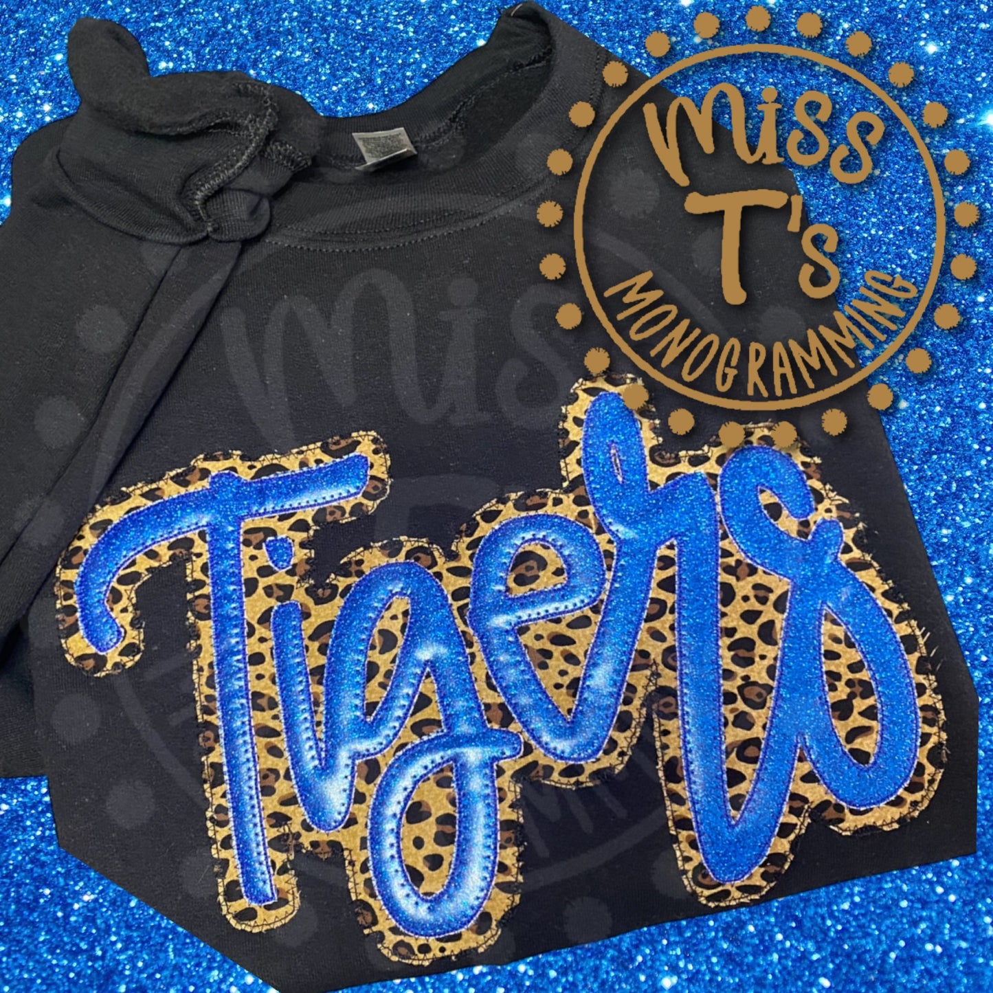 TIGERS TEAM SPIRIT HAND LETTERED DOUBLE APPLIQUE SWEATSHIRTS