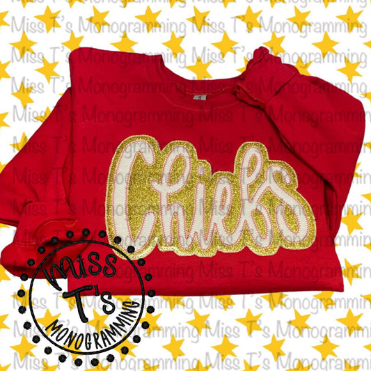 CHIEFS DOUBLE LAYER APPLIQUE EMBROIDERED SWEATSHIRT