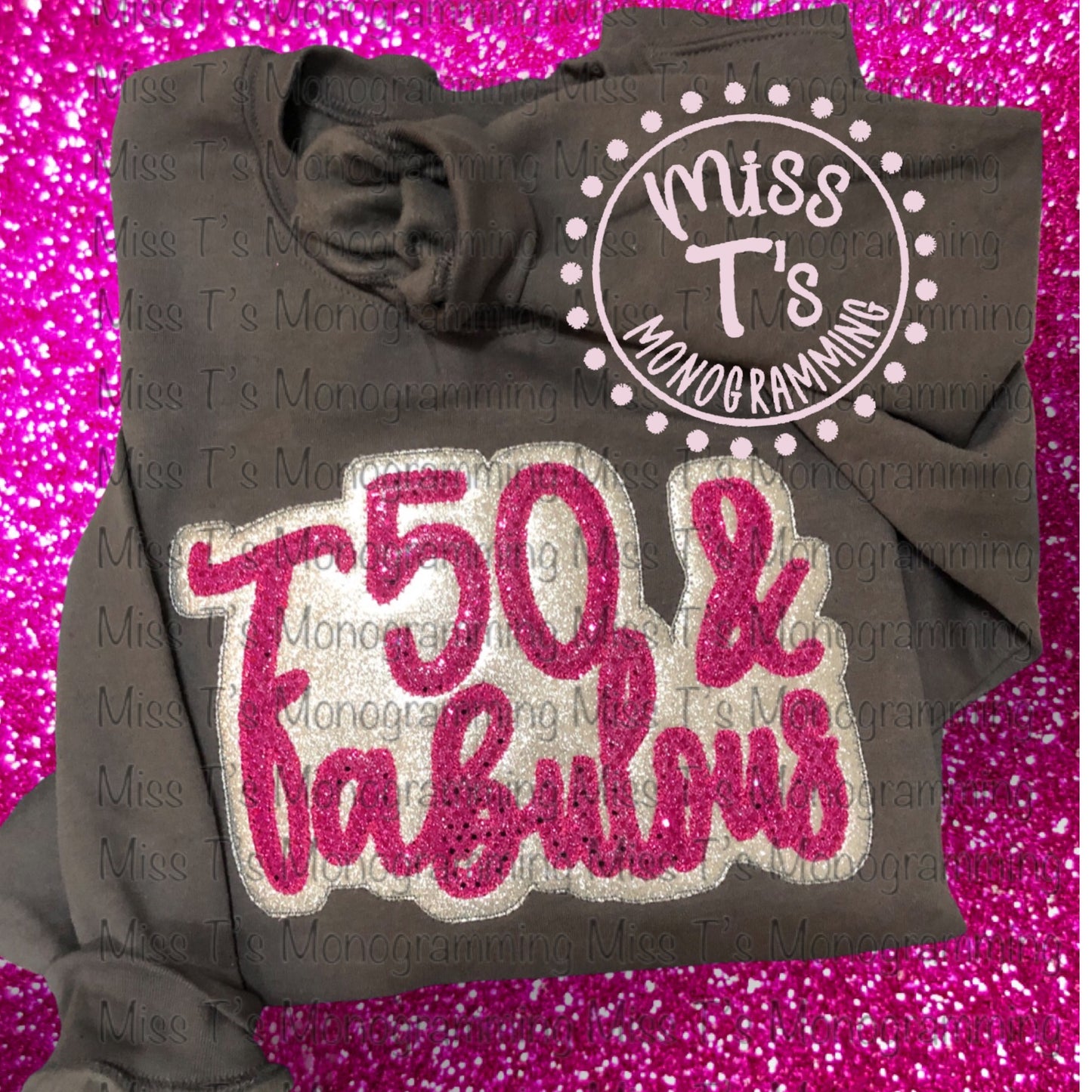 50 AND FABULOUS DOUBLE APPLIQUE SWEATSHIRT