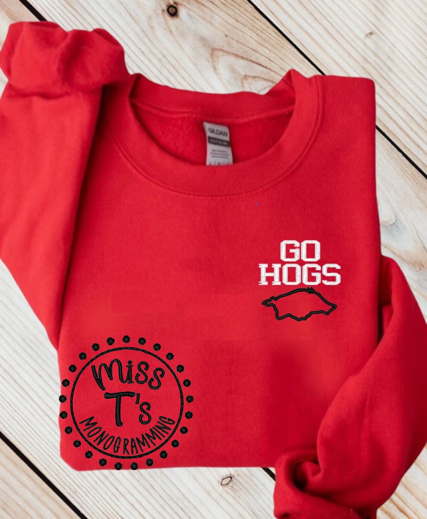 ARKANSAS OUTLINE EMBROIDERED DESIGNED SWEATSHIRTS