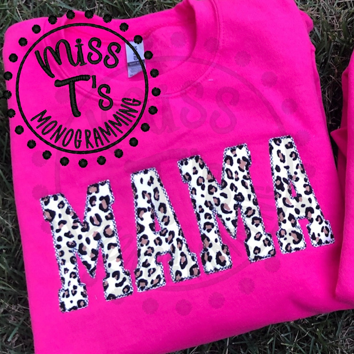 RTS:---2XL-HOT PINK-#9 LEOPARD---MAMA APPLIQUE SWEATSHIRT- FABRIC #9