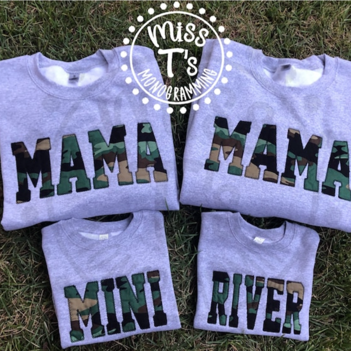 MAMA AND MINI MATCHING APPLIQUE SWEATSHIRTS --32 FABRICS TO CHOOSE FROM