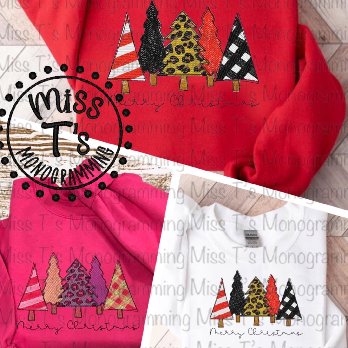 CHRISTMAS TREE SKETCH EMBROIDERED SWEATSHIRT