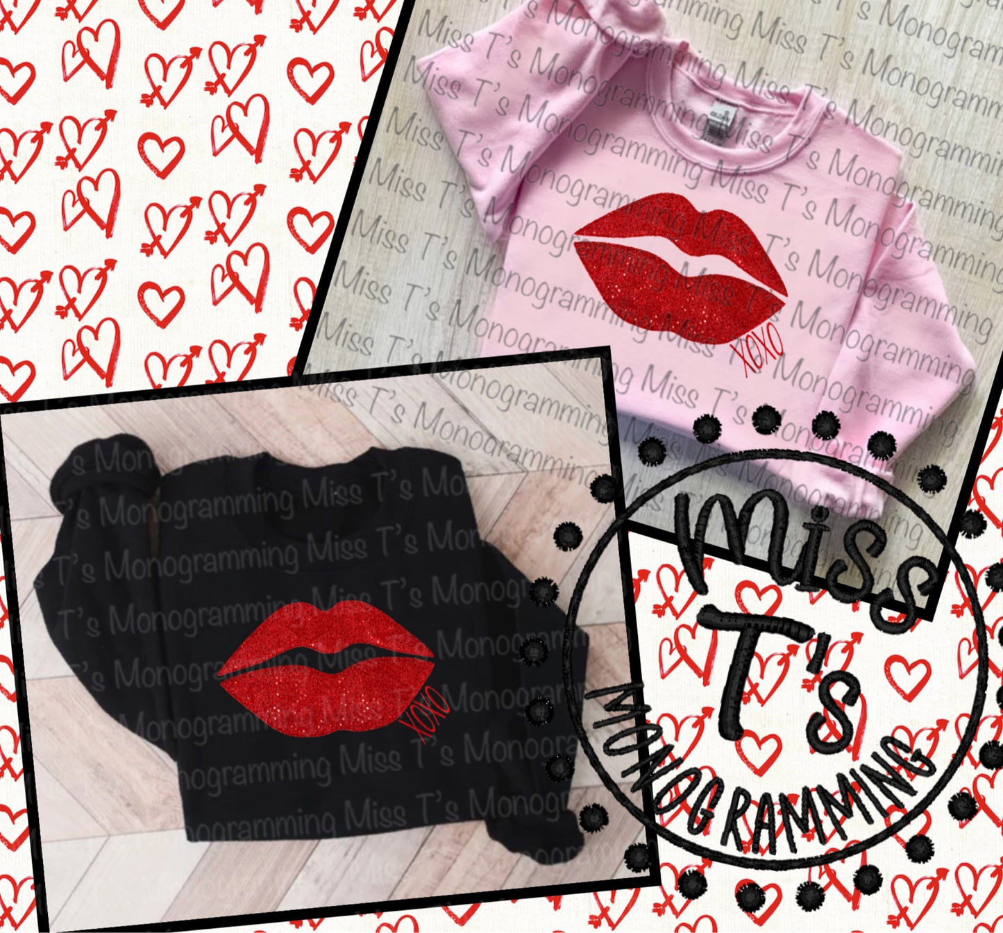 XOXO VALENTINE KISSES APPLIQUE SWEATSHIRT