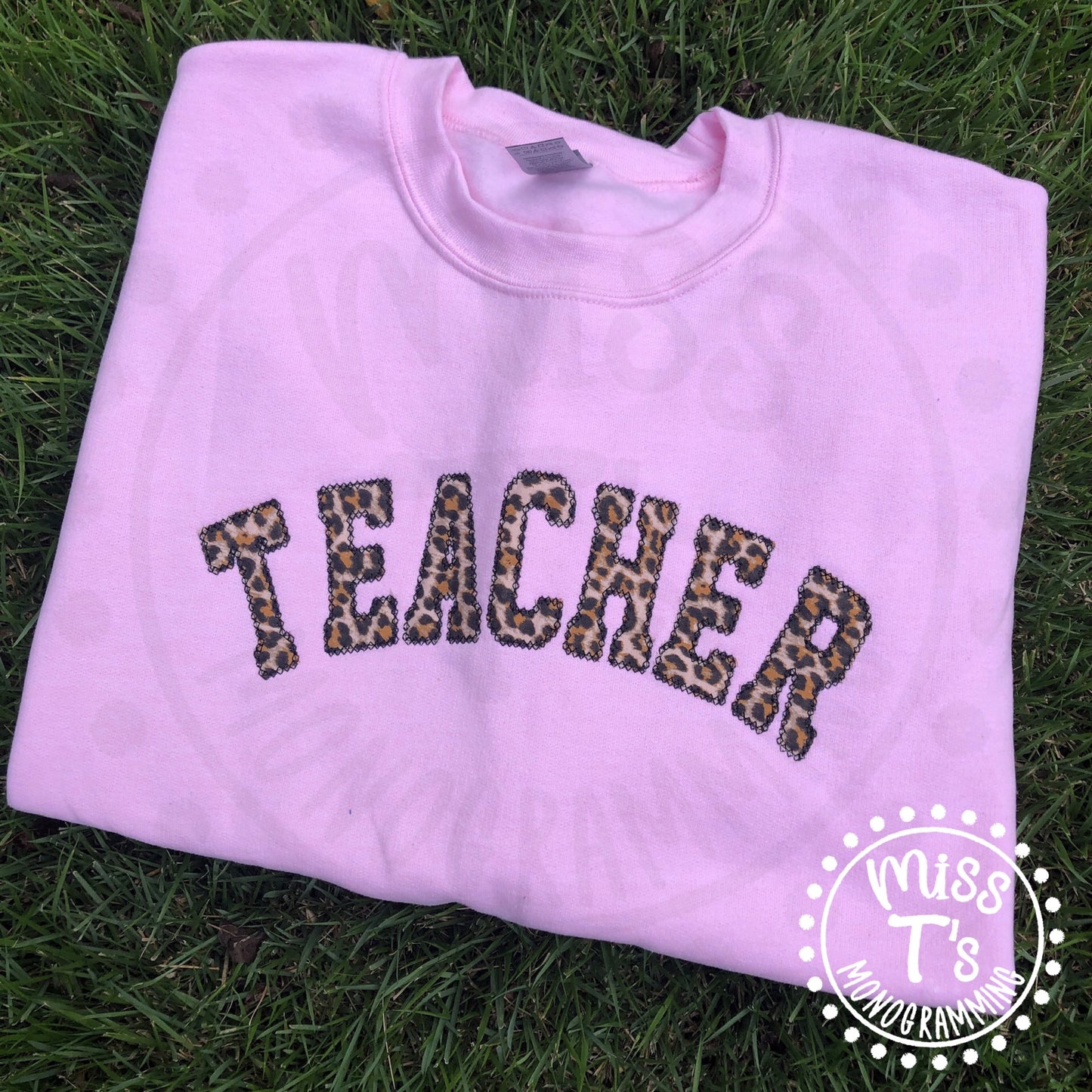 TEACHER LEOPARD APPLIQUE SWEATSHIRT