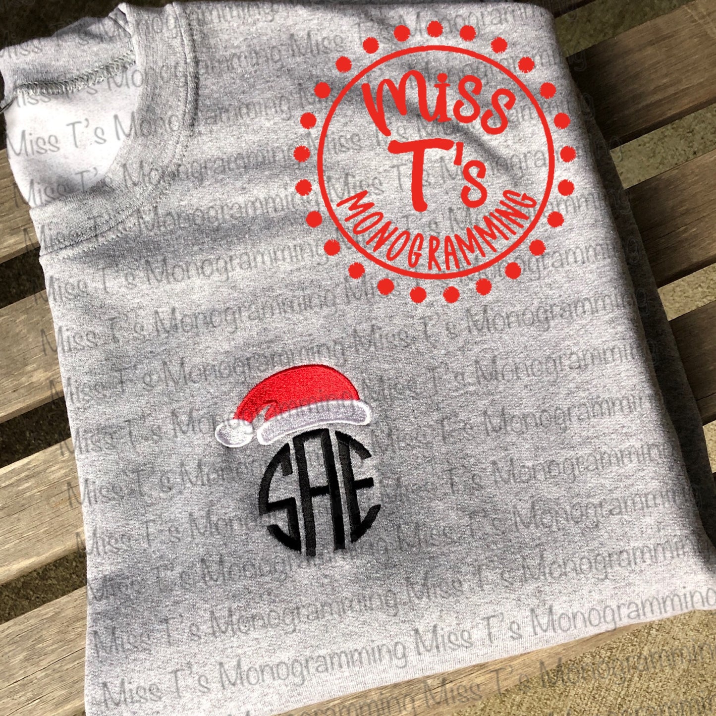 SANTA HAT MONOGRAMMED SWEATSHIRT