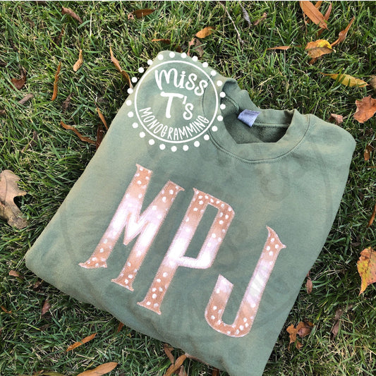 DEER PRINT MANSION MONOGRAM APPLIQUE SWEATSHIRT