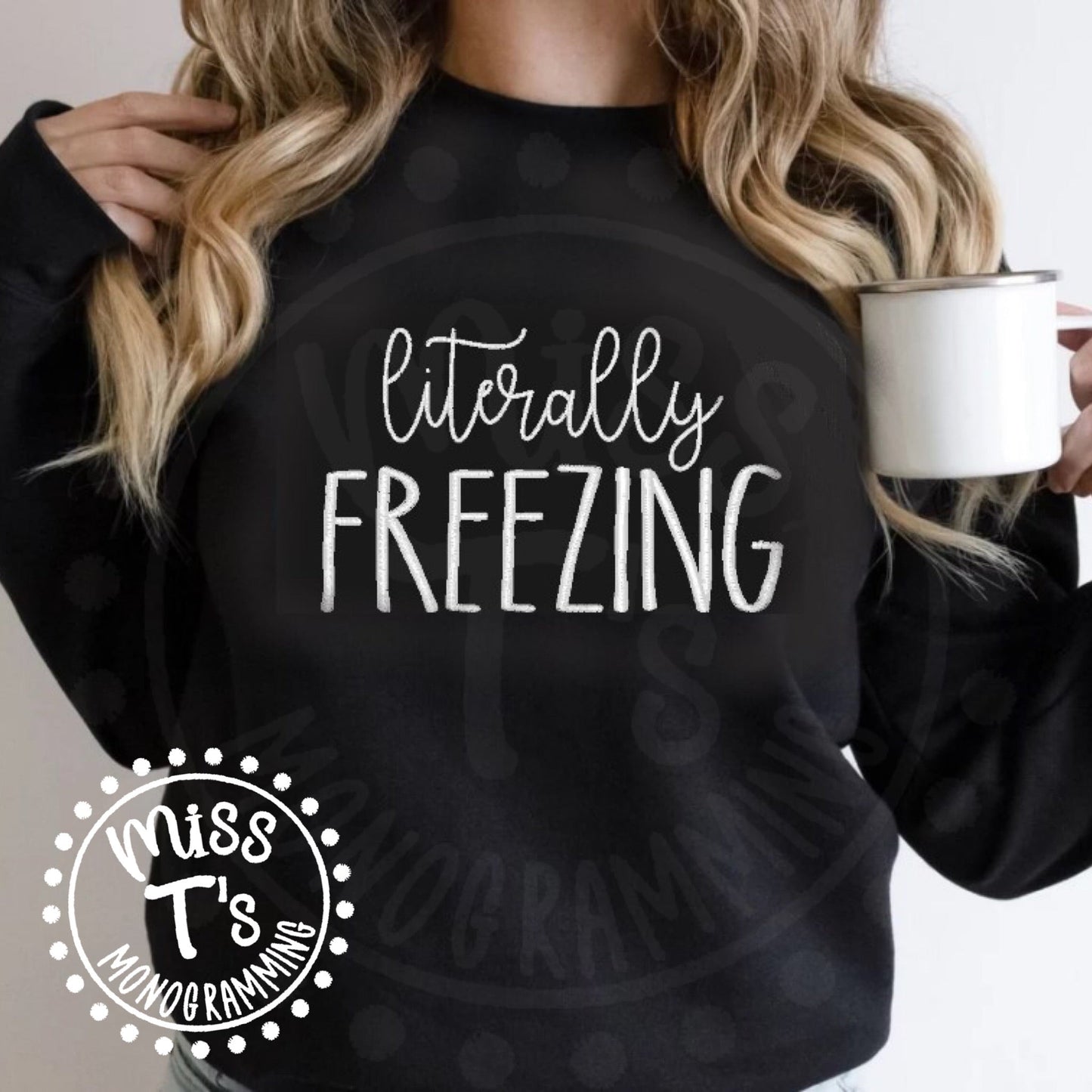 RTS:---MEDIUM-BLACK---LITERALLY FREEZING COZY SWEATSHIRT